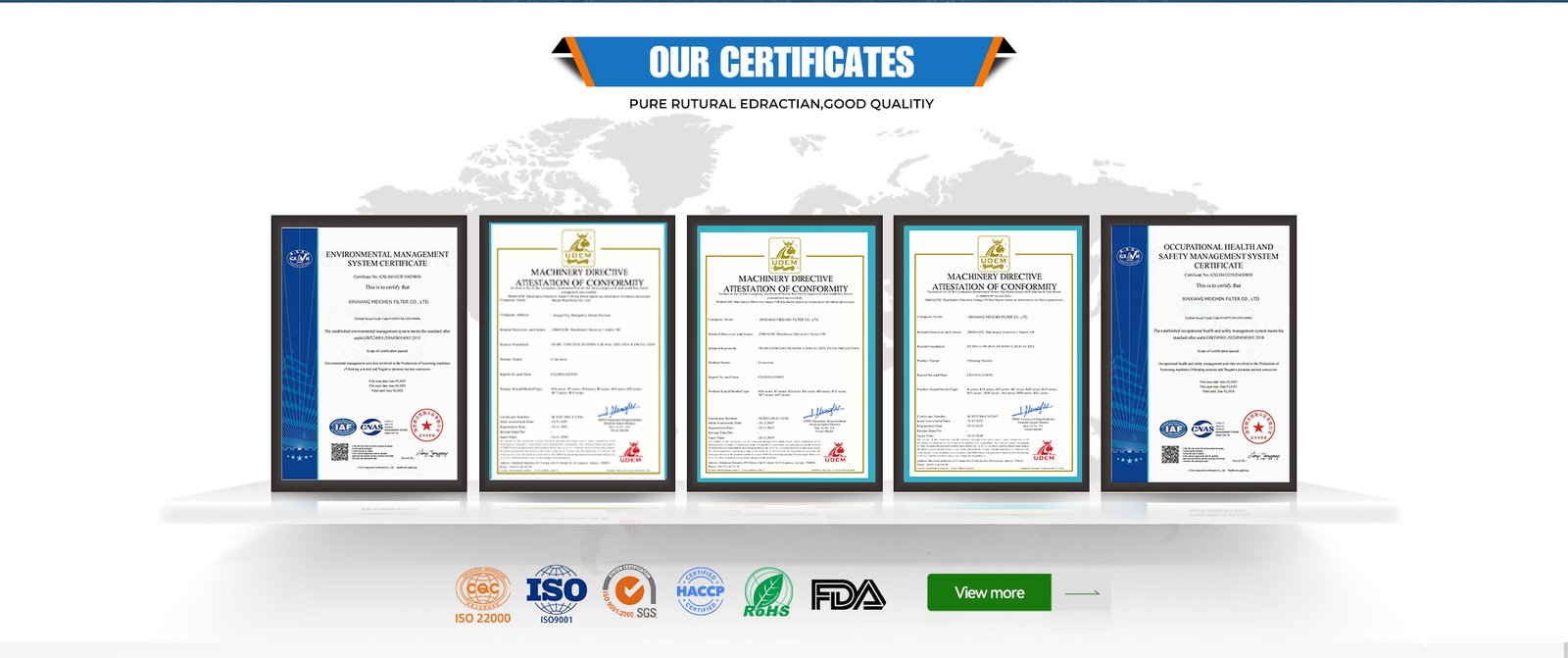 Meichen Filter factory certificates